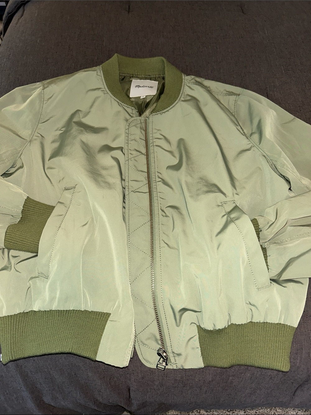 Madewell Sage Green Bomber Jacket